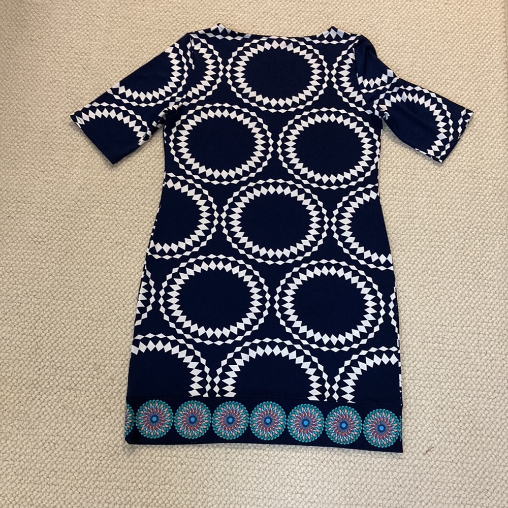 Tracy Negoshian Navy, White & Teal Geometric Mini Dress - Picture 2 of 2